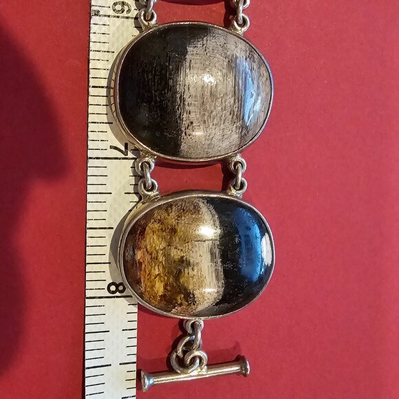 Petrified Palm Wood/Sterling Silver Bracelet and Pendant - Picture 14 of 15